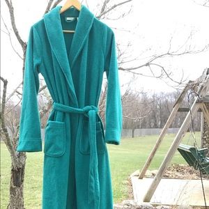 L.L. Bean Green Long Fleece Robe small